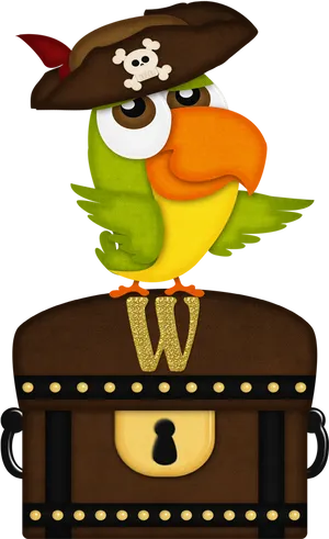 Pirate Parrotwith Treasure Chest PNG Image