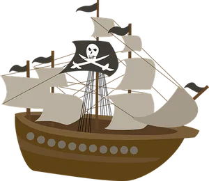 Pirate Ship Vector Illustration PNG Image