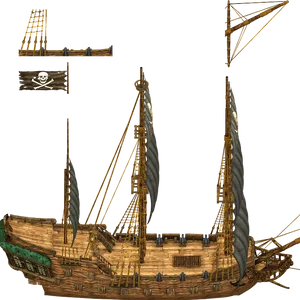 Pirate Ship3 D Model PNG Image