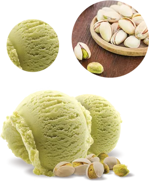 Pistachio Ice Creamand Nuts PNG Image