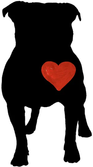 Pitbull Silhouettewith Heart PNG Image