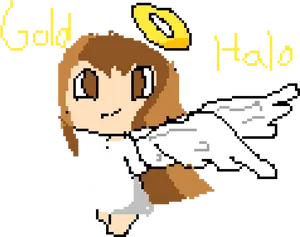 Pixel Art Angelwith Golden Halo PNG Image