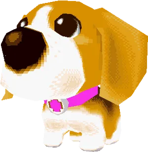 Pixel Art Beaglewith Pink Collar PNG Image