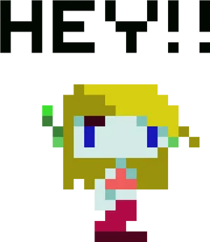 Pixel Art Blonde Character Saying Hey PNG Image