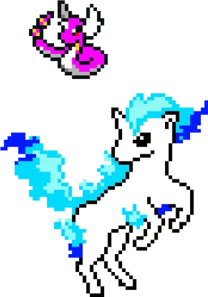 Pixel_ Art_ Blue_ Dragon_and_ Butterfly PNG Image