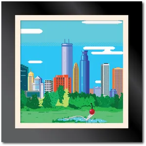 Pixel Art Cityscape PNG Image