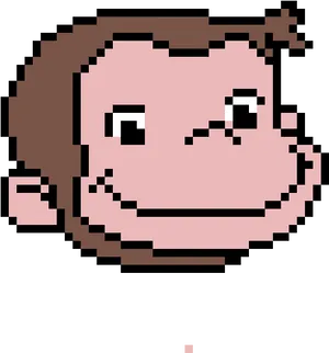 Pixel Art Curious George PNG Image