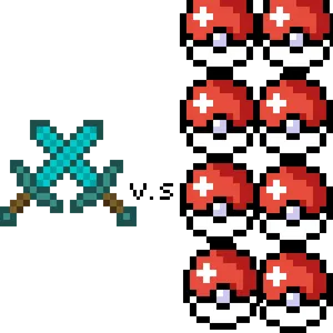 Pixel Art Diamond Swordvs Red Mushrooms PNG Image