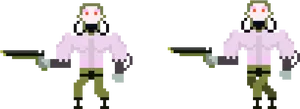 Pixel Art Dual Wielding Character PNG Image