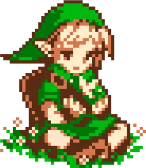 Pixel Art Elf Character PNG Image