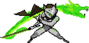 Pixel Art Genji With Dragonblade PNG Image