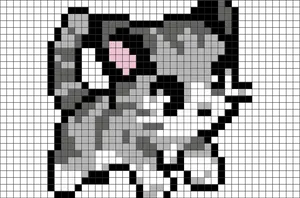 Pixel Art Kittenon Blue Background PNG Image