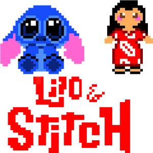 Pixel Art Liloand Stitch PNG Image