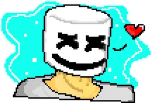 Pixel Art Marshmello Smile PNG Image