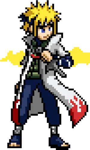 Pixel Art Ninjawith Kunai PNG Image