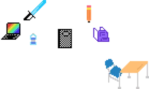 Pixel Art Office Items PNG Image