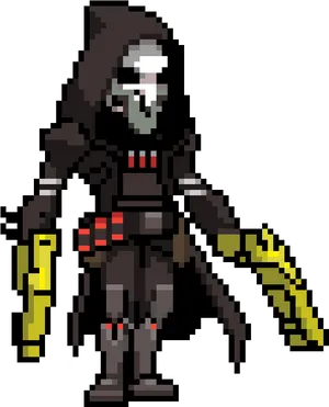 Pixel Art Reaperwith Scythes PNG Image