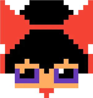 Pixel Art Red Bow Glasses PNG Image