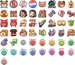 Pixel Art Twitch Emotes Collection PNG Image