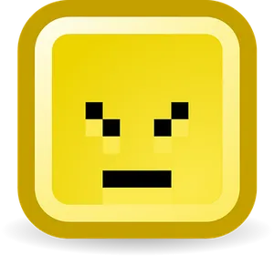 Pixel Art Yellow Face Icon PNG Image