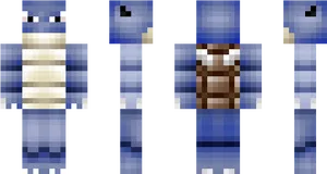 Pixel Blastoise Minecraft Skin PNG Image