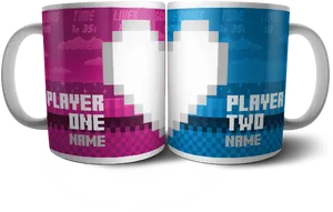 Pixel Heart Gamer Mugs PNG Image