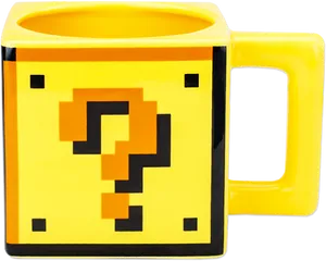 Pixel Question Block Mug PNG Image