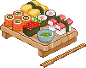 Pixel Sushi Platter PNG Image