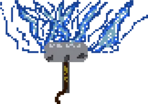 Pixel Thor Hammer Lightning PNG Image