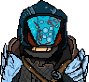 Pixelated Astronaut Portrait PNG Image