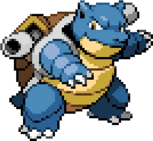 Pixelated Blastoise Pose PNG Image