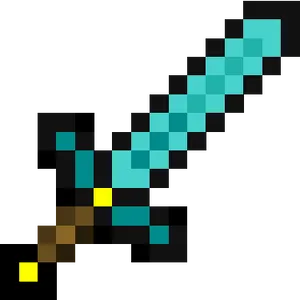 Pixelated Blue Sword PNG Image