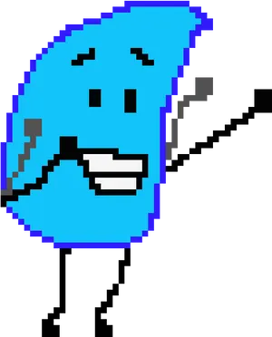 Pixelated Blue Teardrop Character PNG Image