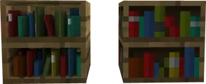 Pixelated Bookshelves Comparison PNG Image