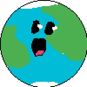 Pixelated Cartoon Earth Expression PNG Image