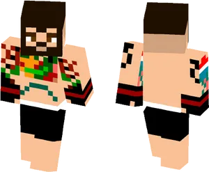 Pixelated Character Twin Models PNG Image