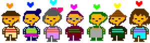 Pixelated Characters With Hearts PNG Image