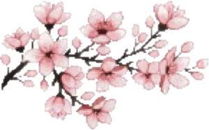 Pixelated Cherry Blossoms PNG Image