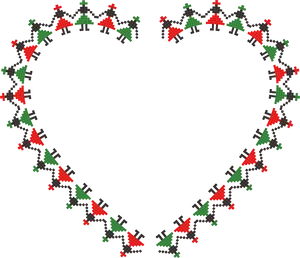 Pixelated Christmas Heart Border PNG Image