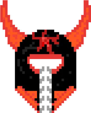 Pixelated Devil Horns Skull PNG Image