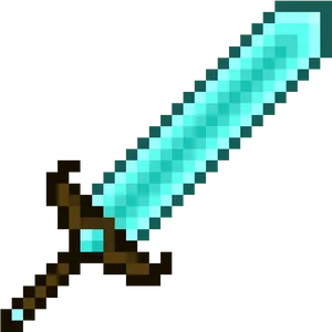 Pixelated Diamond Sword PNG Image