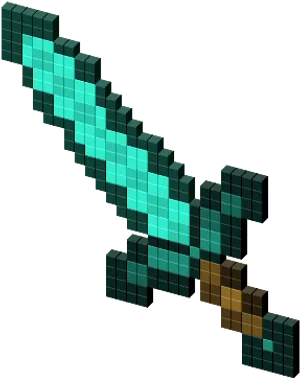 Pixelated Diamond Sword Graphic PNG Image