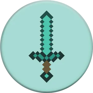 Pixelated Diamond Sword Icon PNG Image