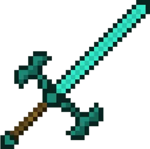 Pixelated Diamond Sword PNG Image