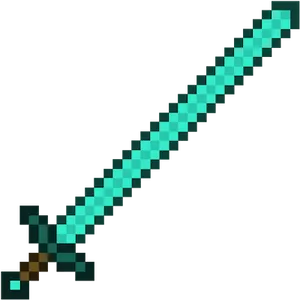 Pixelated Diamond Sword PNG Image