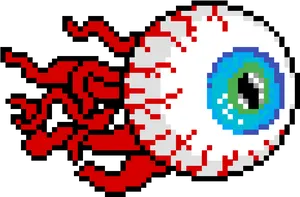 Pixelated_ Eyeball_with_ Red_ Veins PNG Image