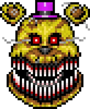 Pixelated Fredbear Headshot PNG Image