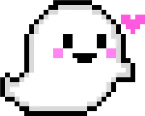 Pixelated Ghost With Heart PNG Image