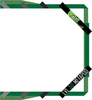 Pixelated Green Webcam Overlay PNG Image