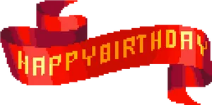 Pixelated Happy Birthday Banner PNG Image